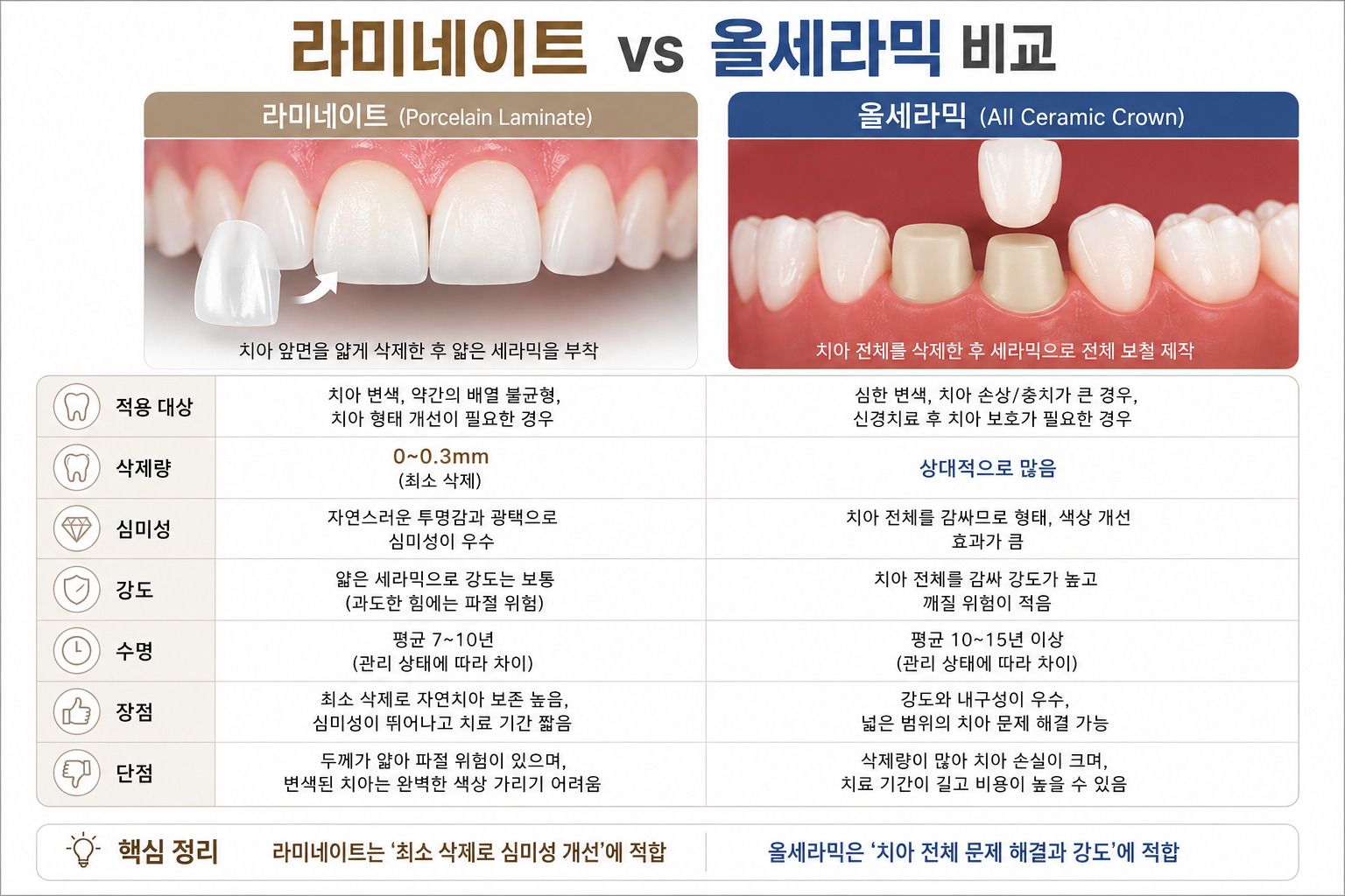 강남 앞니성형 라미네이트 vs 올세라믹 크라운 비교 — 오앤오치과의원 오회진 원장